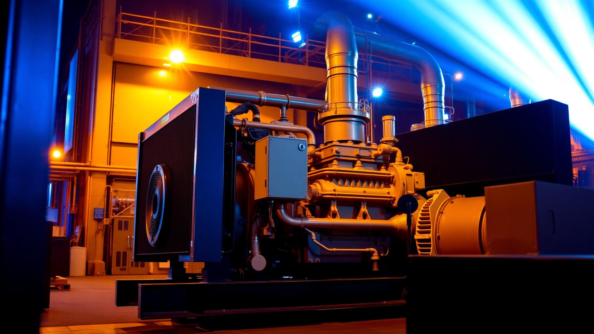 Industrial diesel generator in a modern power plant